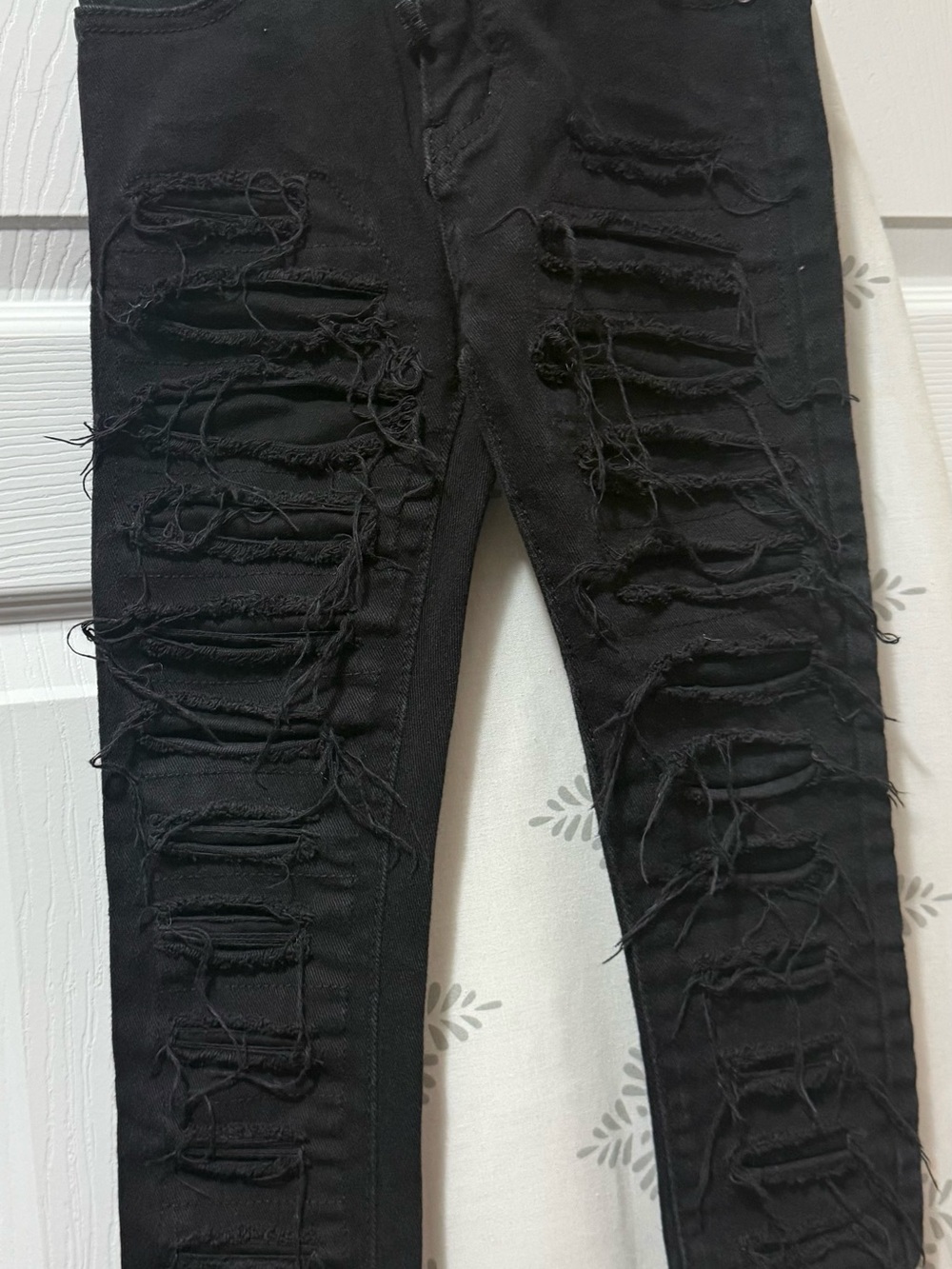 Kids Black Distressed Skinny Jeans